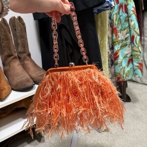 ASOS Vibrant Orange Feathered Clutch